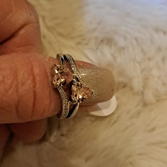 PINK TOPAZ ZIRCON HEART RING - Picture 3 of 3